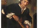 an image of a painting of a man holding a stick
