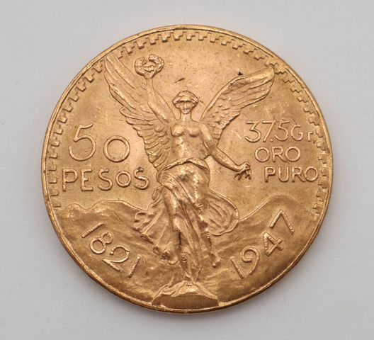 Pièce de monnaie en or à valeur facial de 50 pesos Mexique, 1821-...