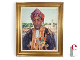 portrait d'un homme portant un turban, dans un cadre doré