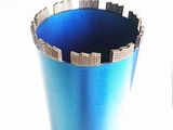 a blue vase with a hole in it on a table