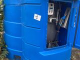 a blue tank that has a water heater inside of it