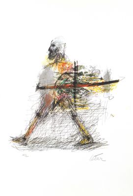dessin représentant un joueur de baseball tenant une batte sur un terrain