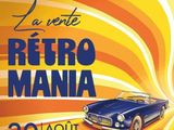une image d'une affiche annonçant un salon automobile, sur laquelle figure une voiture bleue