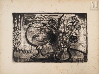 une image représentant un dessin d'un vase contenant des fleurs
