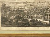 painting of a large group of people gathered around a horse drawn carriage
