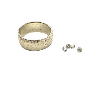an image of a close up of a ring and earring on a white surface