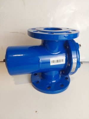 a close up of a blue valve on a white counter