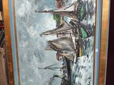 une image d'un tableau représentant un voilier dans l'eau