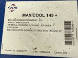 a close up of a label on the side of a blue container