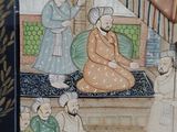 a picture of a painting of a man and woman in a market