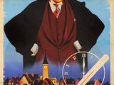 une vieille affiche de cinéma représentant un homme en costume-cravate