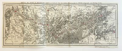 an old map of the city of paris with a red dot on it