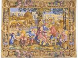 an image of a tapestry with a picture of a group of people