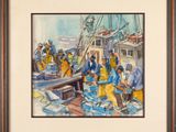 an image of a painting of a group of people on a boat