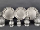 four silver plated vases and two silver plated pitchers