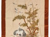 une peinture représentant deux oiseaux et un bambou sur fond blanc