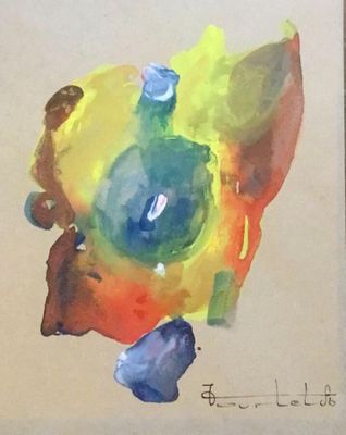 a picture of a painting of a colorful object on the wall