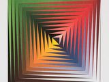 an image of a multicolored abstract painting of a square tunnel