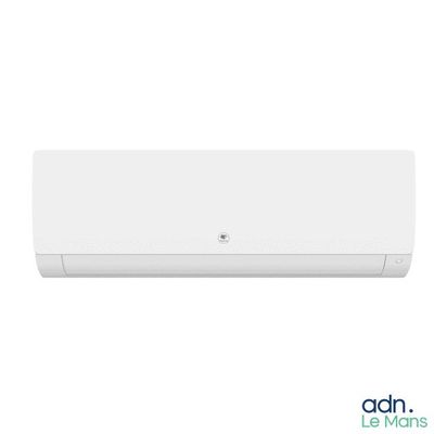 a white air conditioner sitting on top of a white wall