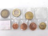 a lot of coins in a plastic bag on the table
