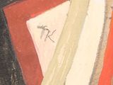 a painting of a man holding a knife and a book