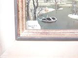 a picture of a painting of a boat in the water