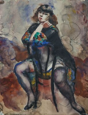 une image d'un tableau représentant une femme assise sur une chaise