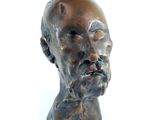 a bronze bust of a man on a white background