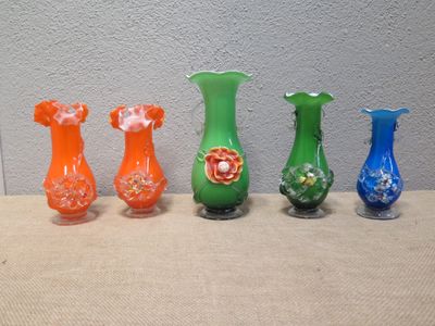 5 vases en verre SOUVIGNY ? (ht.