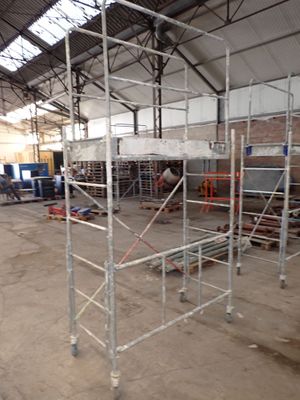 scaffolding in a building with a lot of scaffolding around it