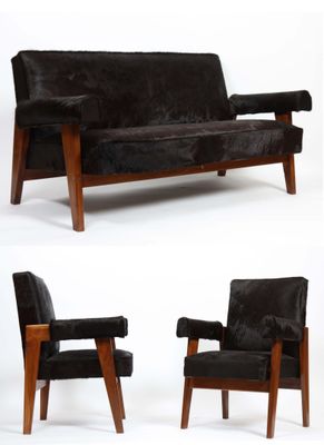SALON NOIR EN TECK de Pierre JEANNERET (1896-1967) et LE COR…
