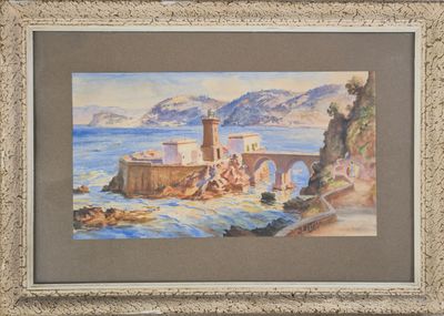 une image d'une photo d'un tableau représentant un château au bord de l'eau