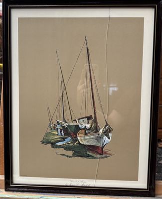 a picture of a picture of a boat on a table