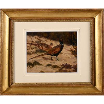 MARCUEYZ Paul. (1877-1952). « Couple de faisans dans la neig… - Photo 1