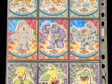 six different pokemon trading cards on a binder