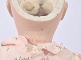 a doll with a pink dress and a teddy bear in it ' s head