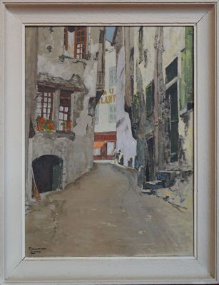 a picture of a painting of a street in the city