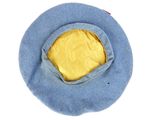 a blue hat with a yellow top on a white background
