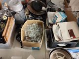 a lot of clutter on the counter in the kitchen
