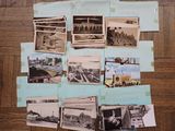 many old photos on the floor of this room