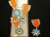 a box with a medal and two other items in it