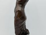 bronze statue of a woman playing a violin on a white background