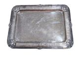 rectangular silver tray with beaded edge