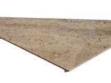 a close up of a triangle shaped stone table top on a white background