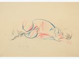 a drawing of a baby laying on its back on the ground