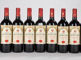 six bouteilles de vin rouge alignées