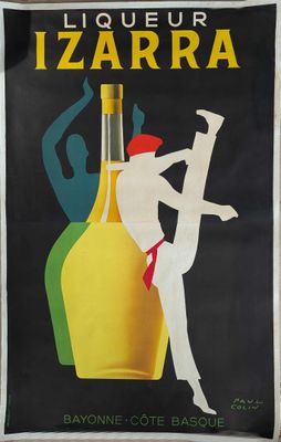an image of a poster advertising liquor and a woman dancing in front of a bottle of liquor