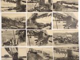 une vieille photo représentant plusieurs clichés d'un pont enjambant une rivière