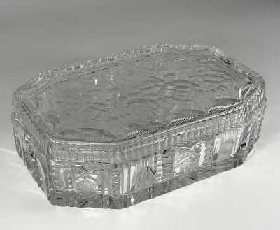 a glass box that is sitting on a table