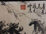 a picture of a painting of horses running in the wind